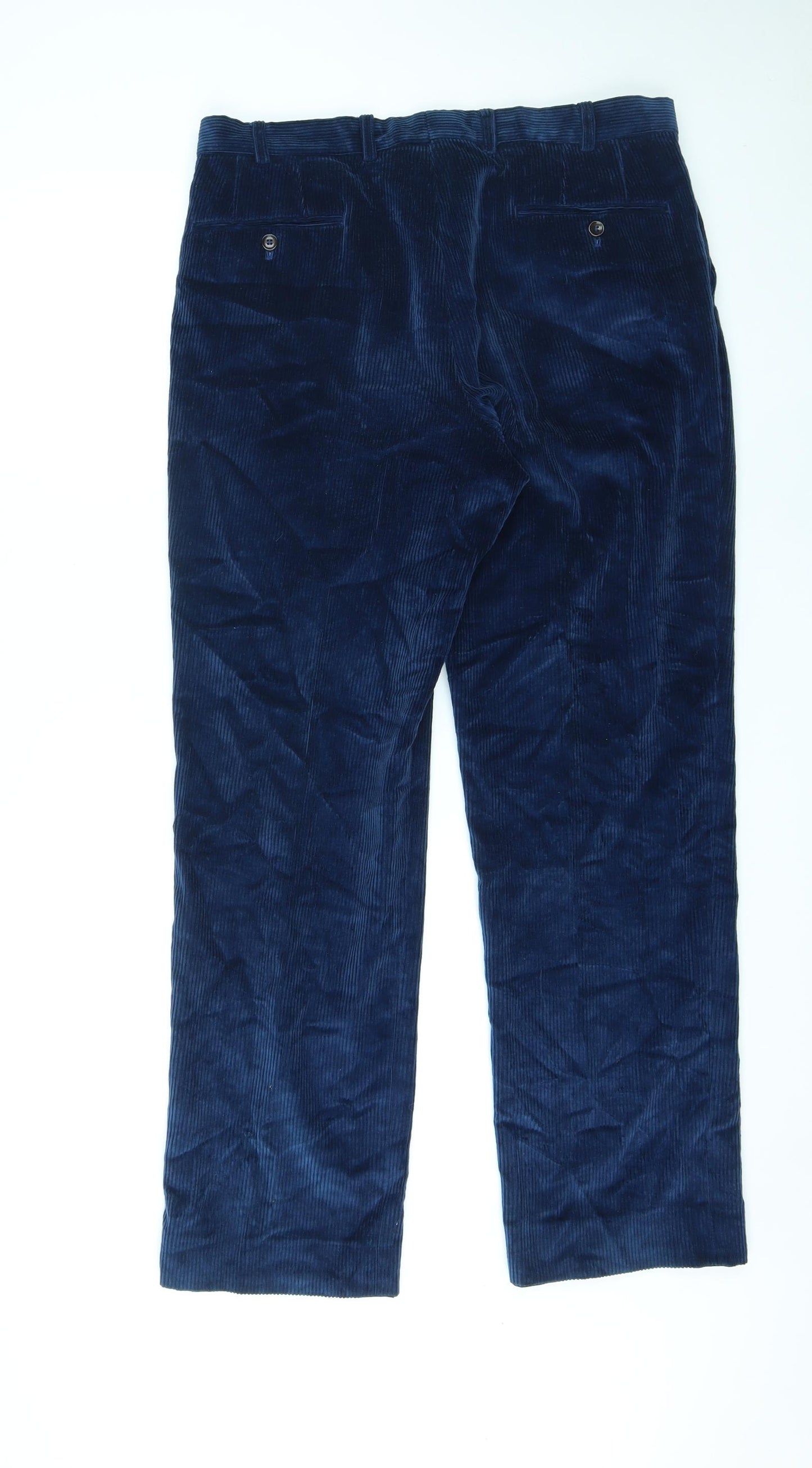 Magee Mens Blue Polyester Trousers Size 36 in L30 in Regular Zip