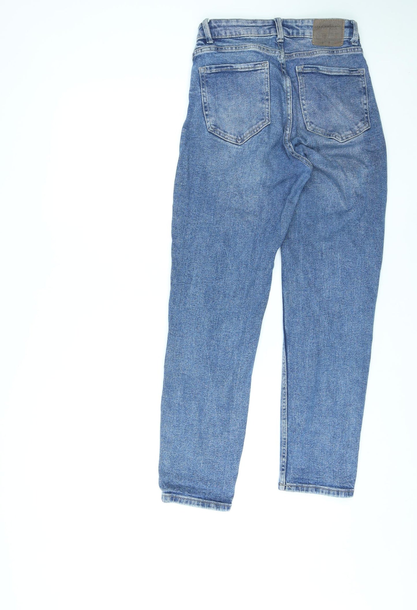 Stradivarius Womens Blue Cotton Straight Jeans Size 8 L25 in Regular Zip