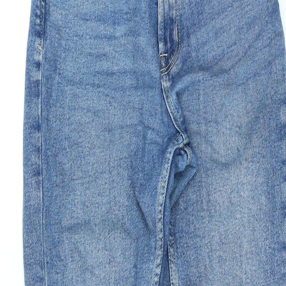Stradivarius Womens Blue Cotton Straight Jeans Size 8 L25 in Regular Zip