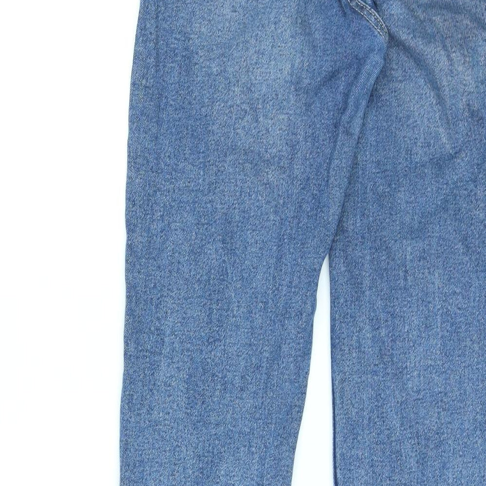 Stradivarius Womens Blue Cotton Straight Jeans Size 8 L25 in Regular Zip
