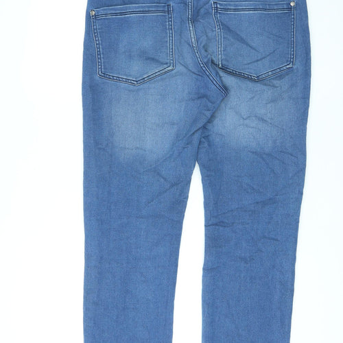 Livergy Womens Blue Cotton Straight Jeans Size 36 in L26 in Slim Zip - Raw Hems