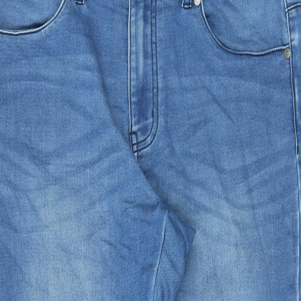 Livergy Womens Blue Cotton Straight Jeans Size 36 in L26 in Slim Zip - Raw Hems