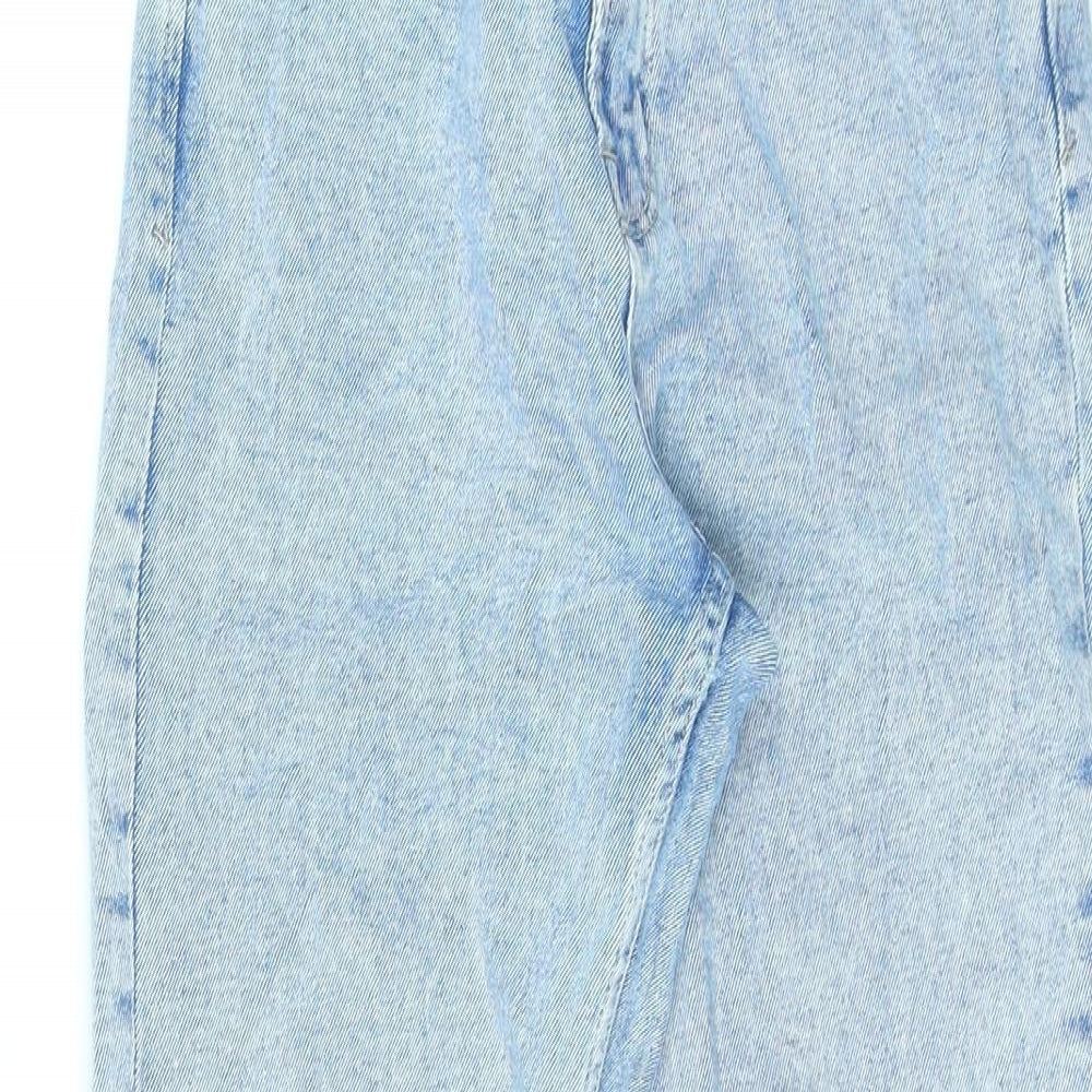 Stradivarius Womens Blue Cotton Straight Jeans Size 10 L24 in Regular Zip
