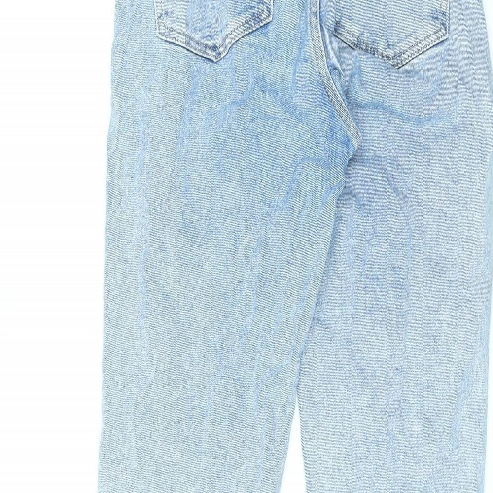 Stradivarius Womens Blue Cotton Straight Jeans Size 10 L24 in Regular Zip