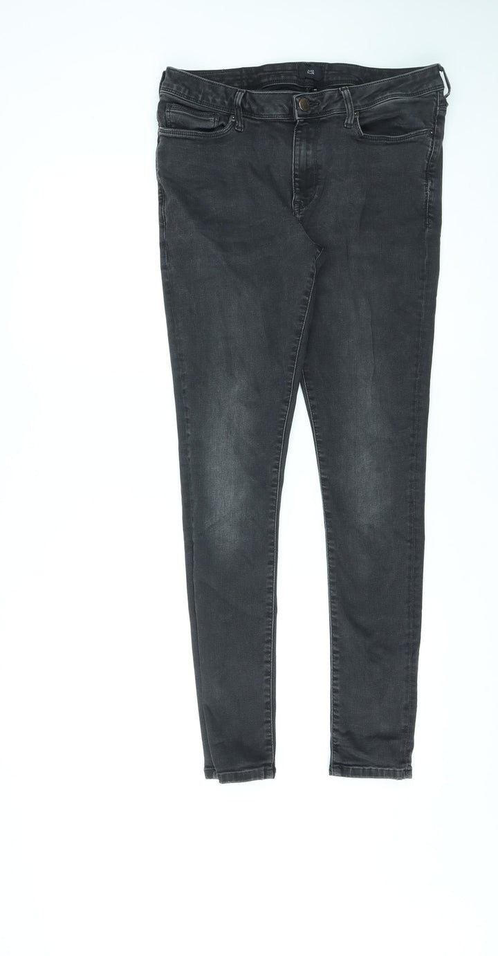 River Island Womens Black Cotton Skinny Jeans Size 32 in L29 in Regular Zip