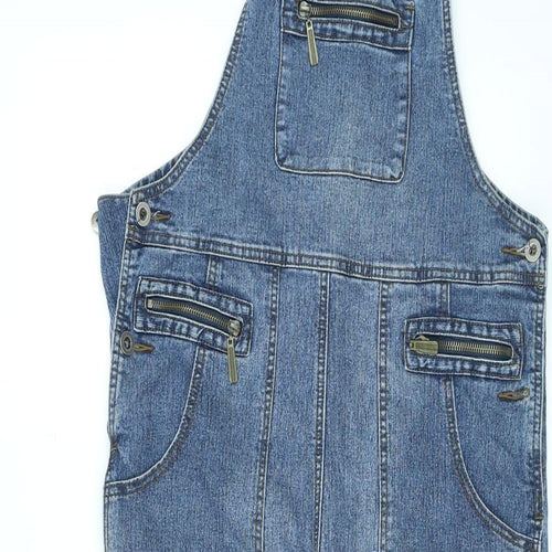 Misswan Womens Blue Cotton Dungaree One-Piece Size M L26 in Button