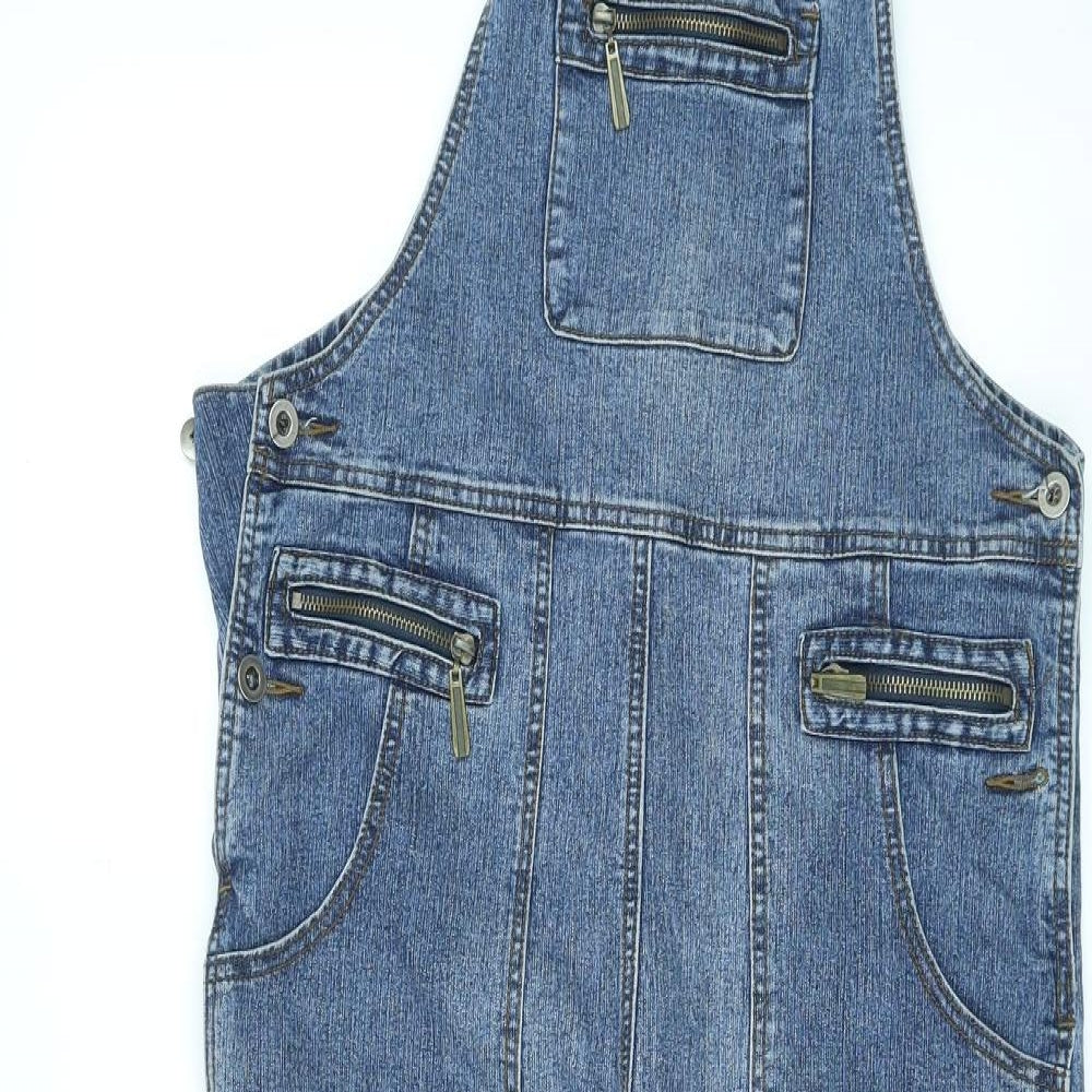 Misswan Womens Blue Cotton Dungaree One-Piece Size M L26 in Button