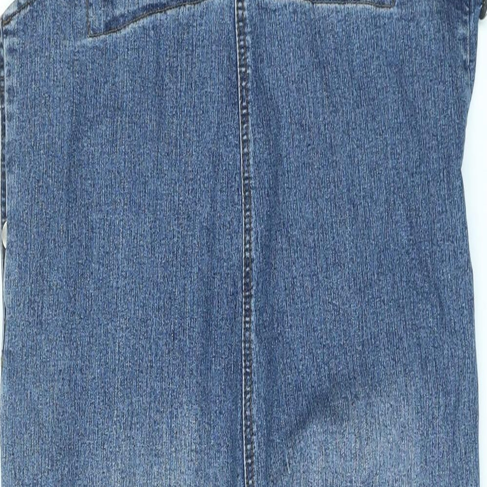 Misswan Womens Blue Cotton Dungaree One-Piece Size M L26 in Button