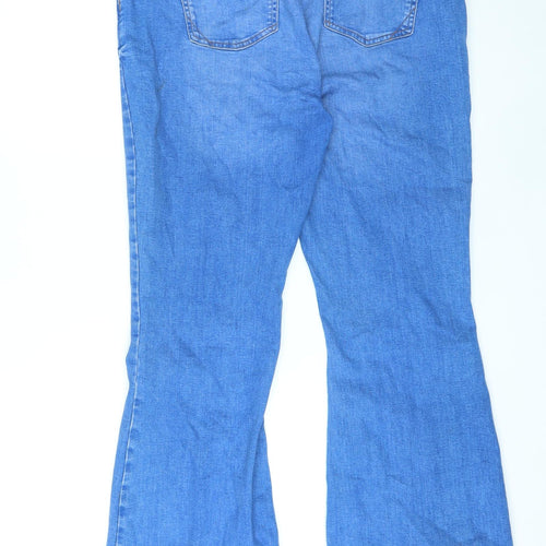 River Island Womens Blue Cotton Flared Jeans Size 18 L32 in Regular Zip