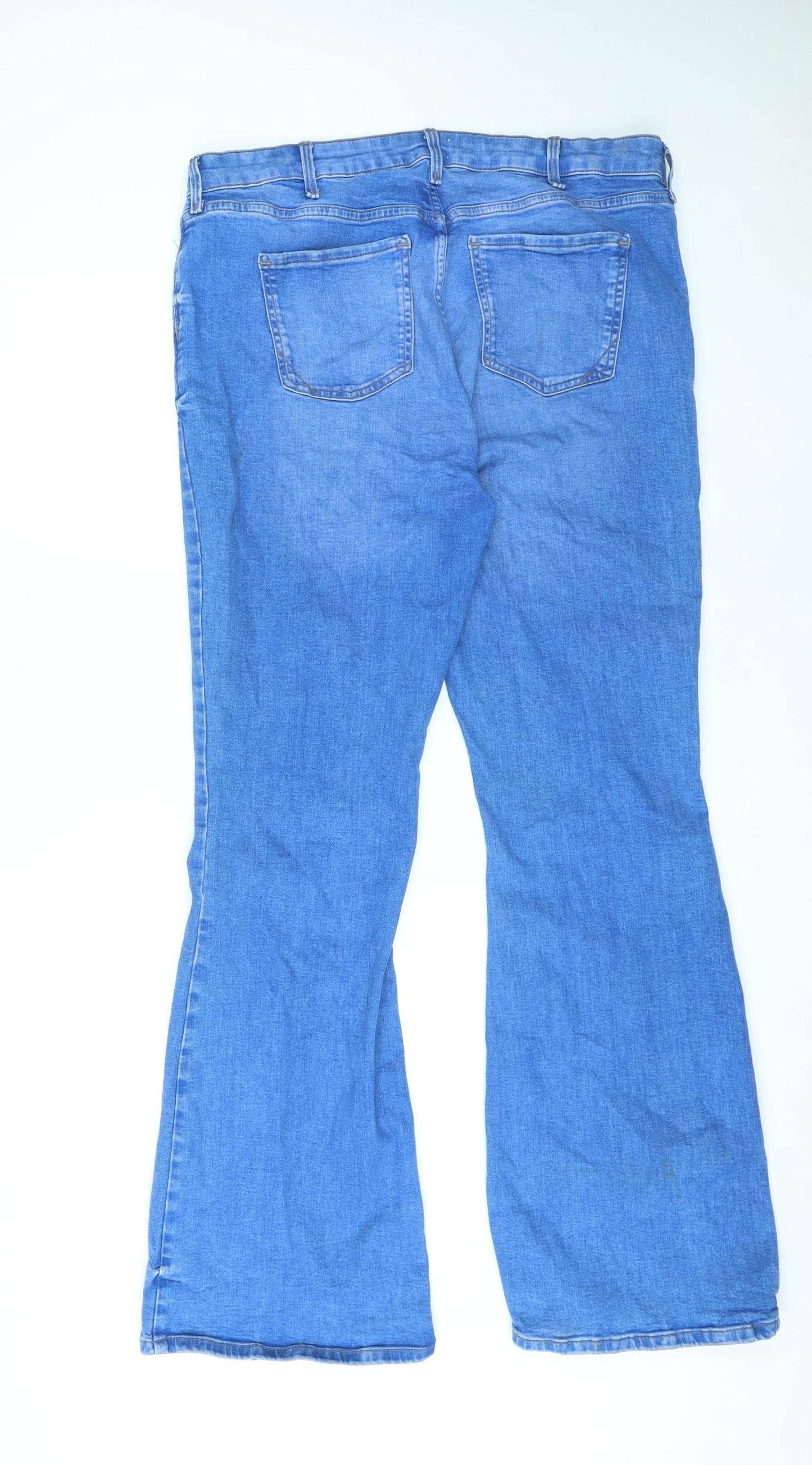 River Island Womens Blue Cotton Flared Jeans Size 18 L32 in Regular Zip