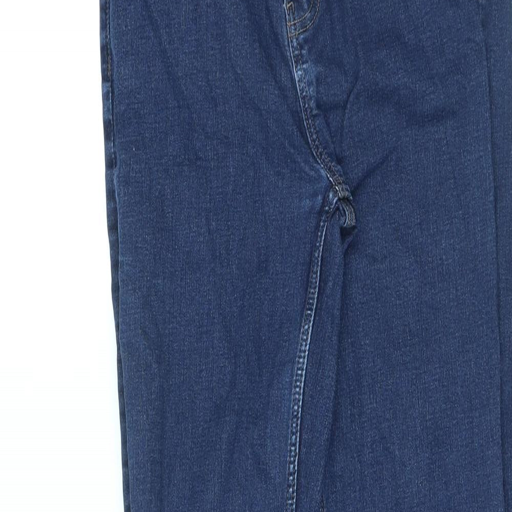 Marks and Spencer Womens Blue Cotton Straight Jeans Size 14 L25 in Regular Zip