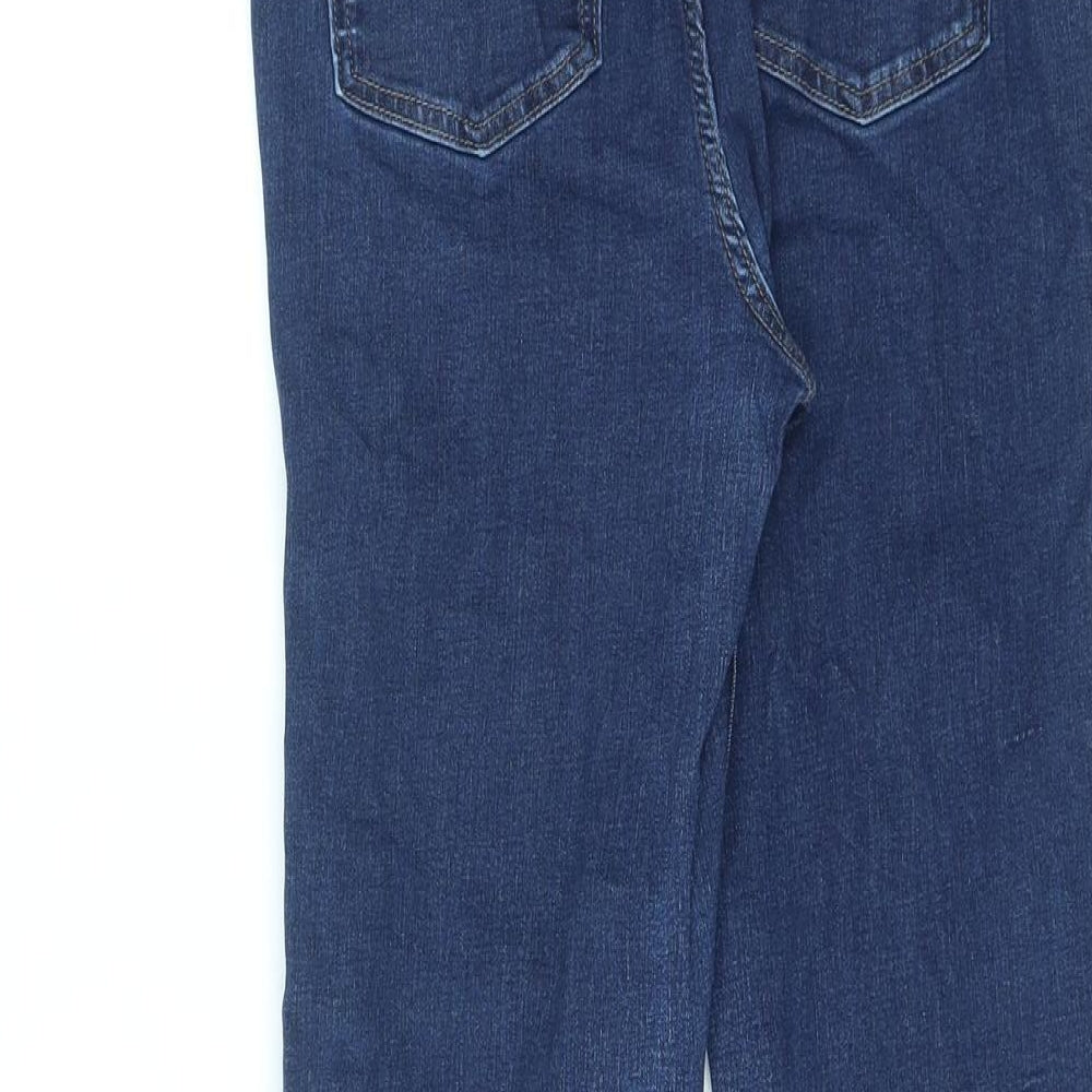 Marks and Spencer Womens Blue Cotton Straight Jeans Size 14 L25 in Regular Zip