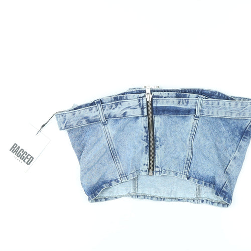 Ragged Jeans Womens Blue Cotton Cropped Tank Size L Off the Shoulder