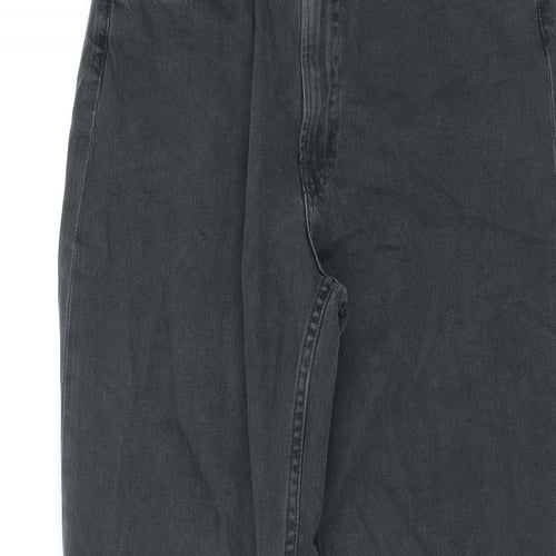 H&M Girls Black Cotton Straight Jeans Size 14 Years L28 in Regular Zip - Adjustable Waist, Distressed