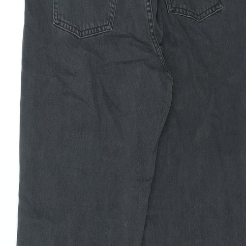 H&M Girls Black Cotton Straight Jeans Size 14 Years L28 in Regular Zip - Adjustable Waist, Distressed