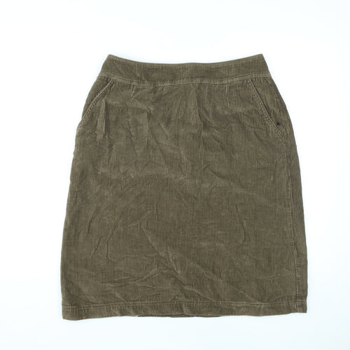 Warehouse Womens Brown Cotton A-Line Skirt Size 14 Zip