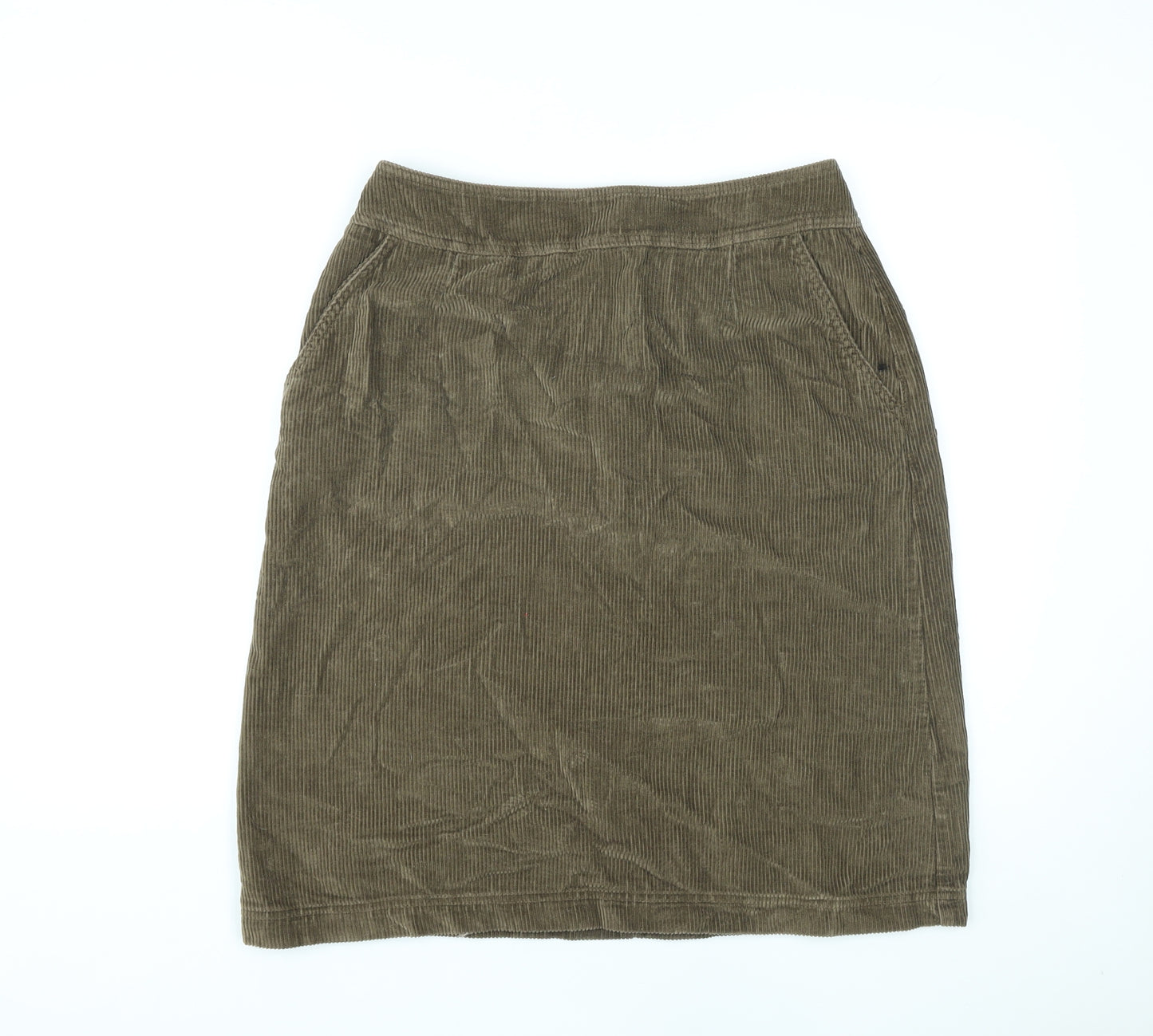 Warehouse Womens Brown Cotton A-Line Skirt Size 14 Zip