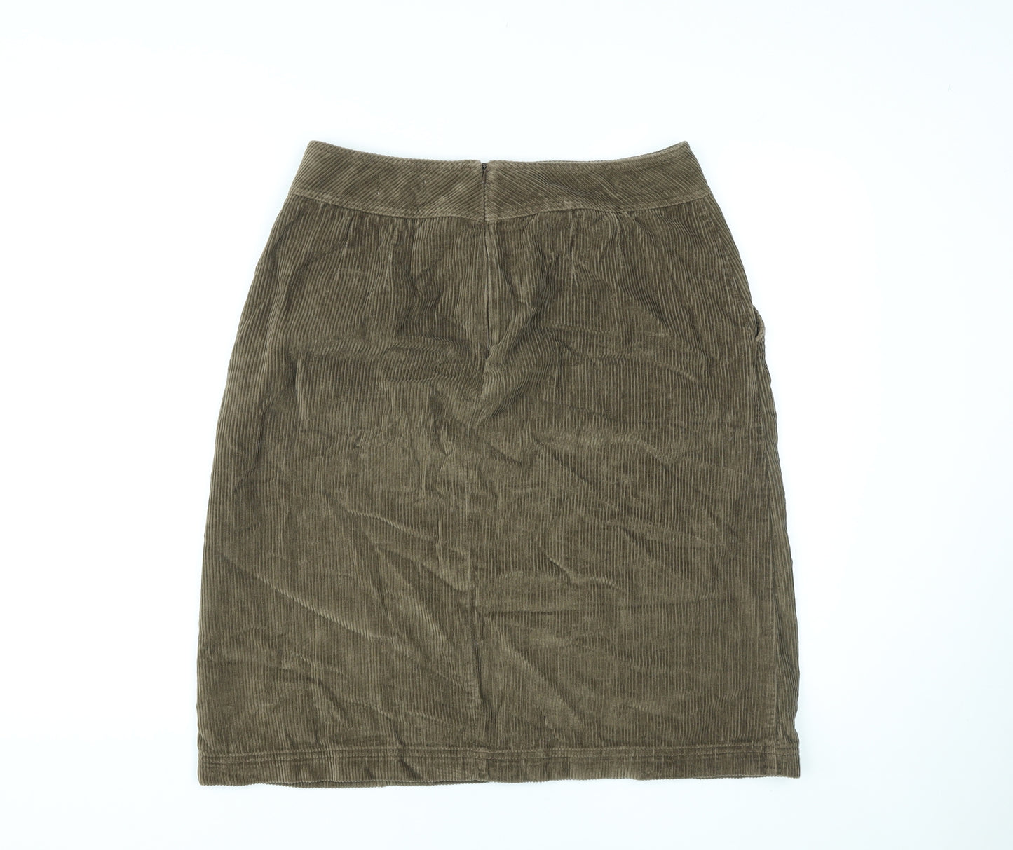 Warehouse Womens Brown Cotton A-Line Skirt Size 14 Zip