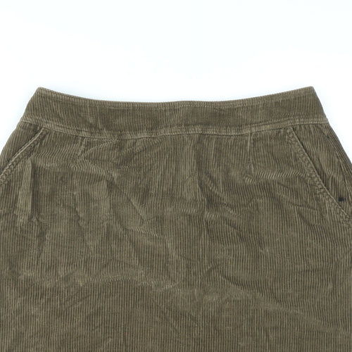 Warehouse Womens Brown Cotton A-Line Skirt Size 14 Zip