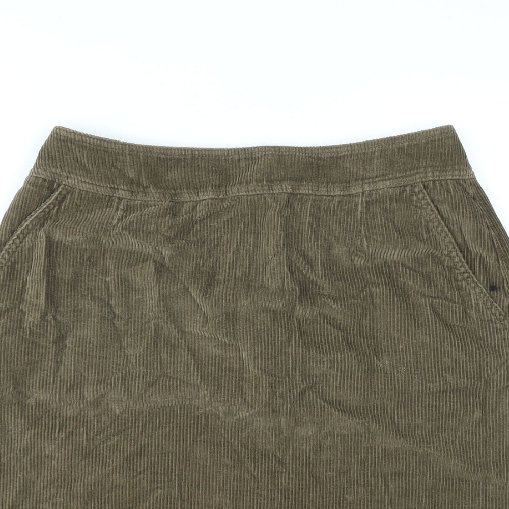 Warehouse Womens Brown Cotton A-Line Skirt Size 14 Zip