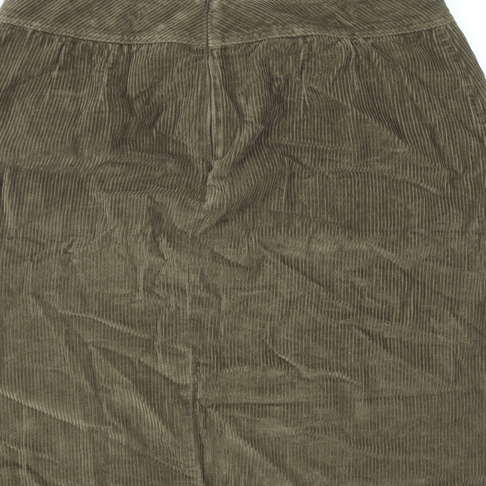 Warehouse Womens Brown Cotton A-Line Skirt Size 14 Zip