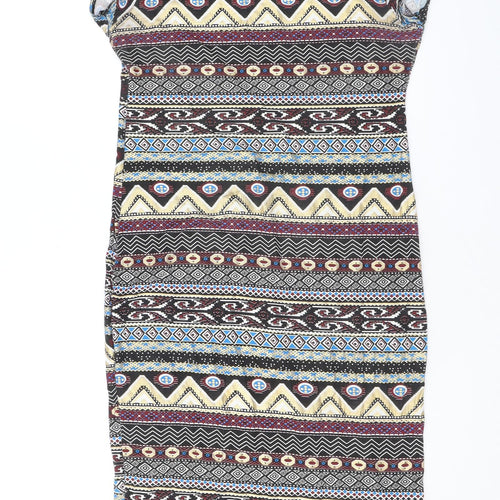 Apricot Womens Multicoloured Geometric Viscose Bodycon Size M Boat Neck Pullover