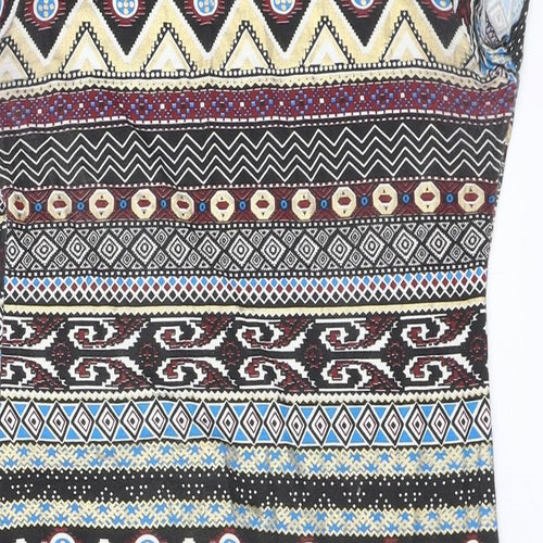 Apricot Womens Multicoloured Geometric Viscose Bodycon Size M Boat Neck Pullover