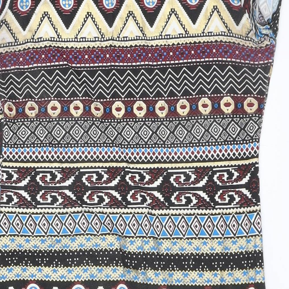 Apricot Womens Multicoloured Geometric Viscose Bodycon Size M Boat Neck Pullover