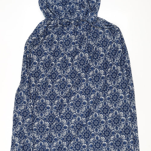 Club L Womens Blue Geometric Viscose Maxi Size 14 Halter Button