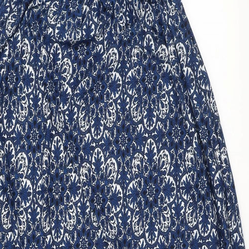Club L Womens Blue Geometric Viscose Maxi Size 14 Halter Button