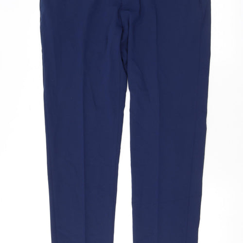 Zara Mens Blue Polyester Dress Pants Trousers Size 44 in L33 in Regular Zip
