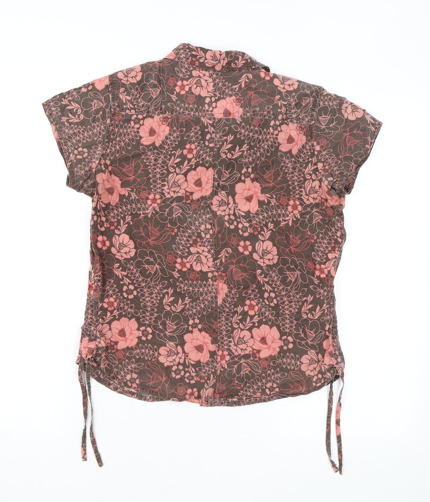 Fat Face Womens Brown Floral Cotton Basic Button-Up Size 12 Collared