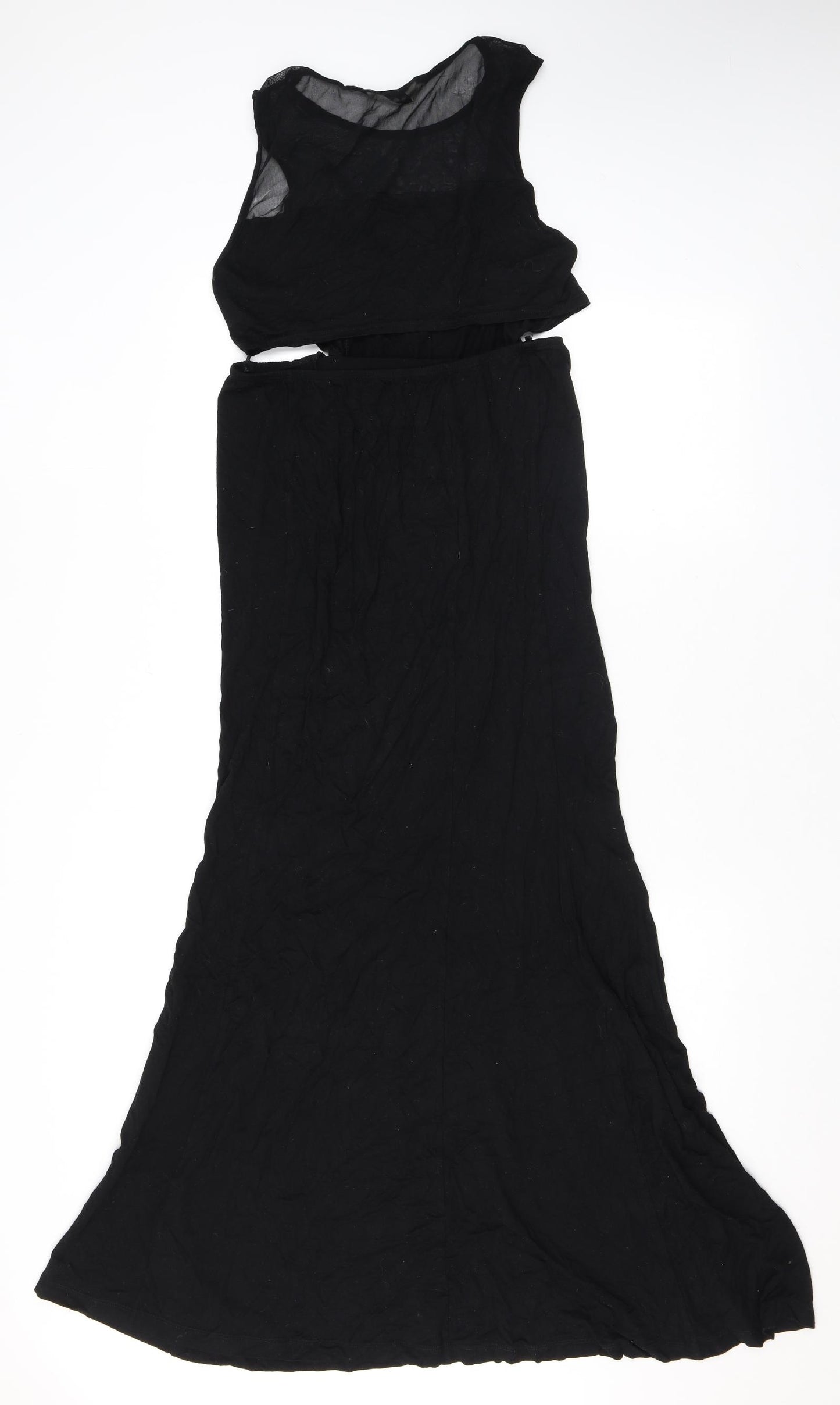 Miss Selfridge Womens Black Viscose Maxi Size 16 Round Neck Pullover - Cutout