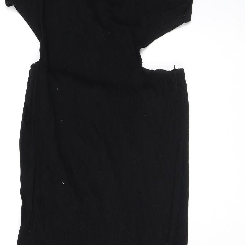 Miss Selfridge Womens Black Viscose Maxi Size 16 Round Neck Pullover - Cutout
