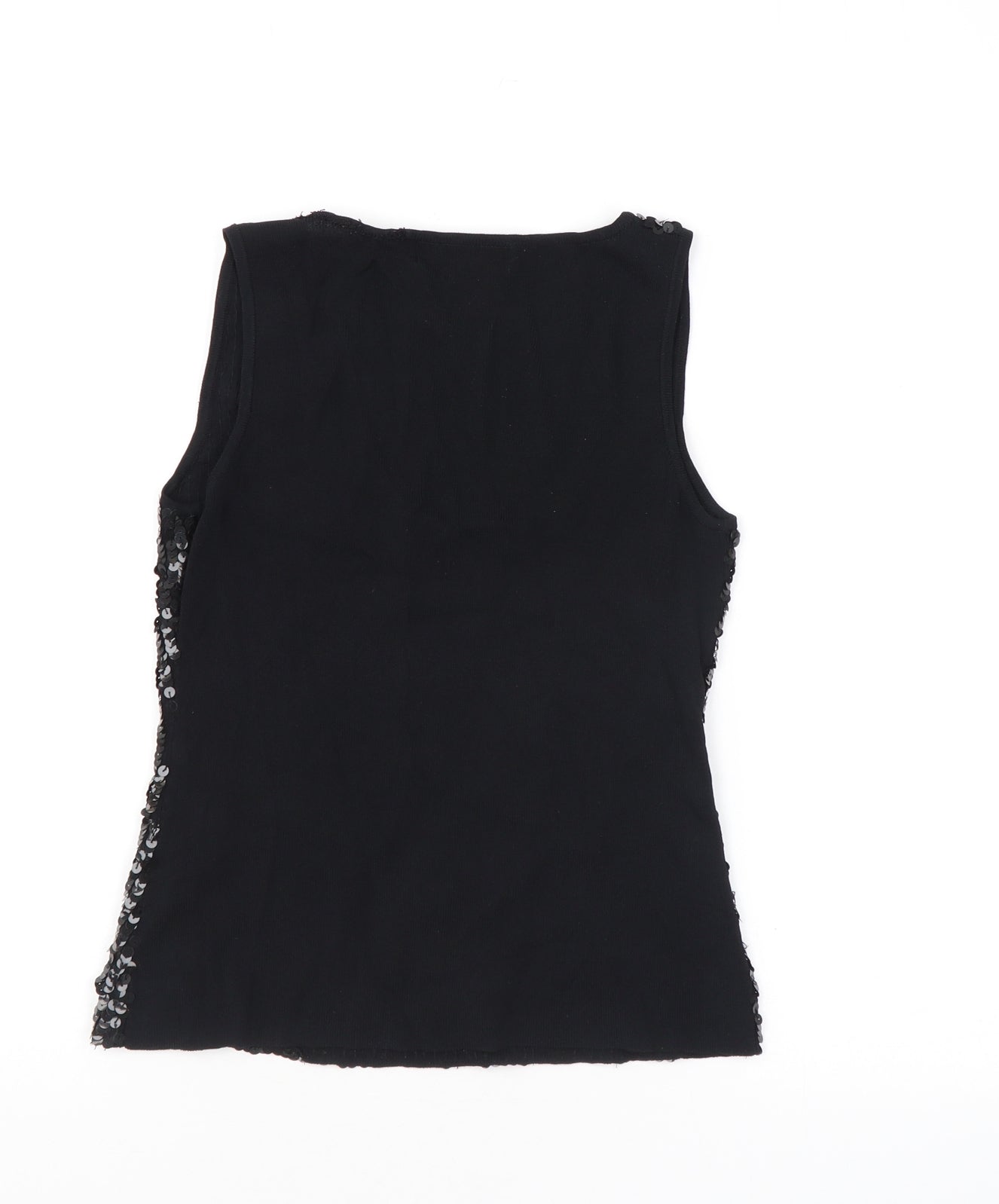 Frang Womens Black Polyester Basic Tank Size S V-Neck - Sequins