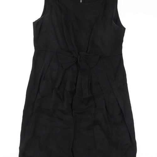 Miss Selfridge Womens Black Viscose Mini Size 10 Round Neck Zip