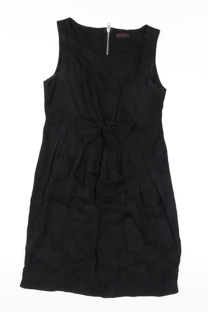 Miss Selfridge Womens Black Viscose Mini Size 10 Round Neck Zip