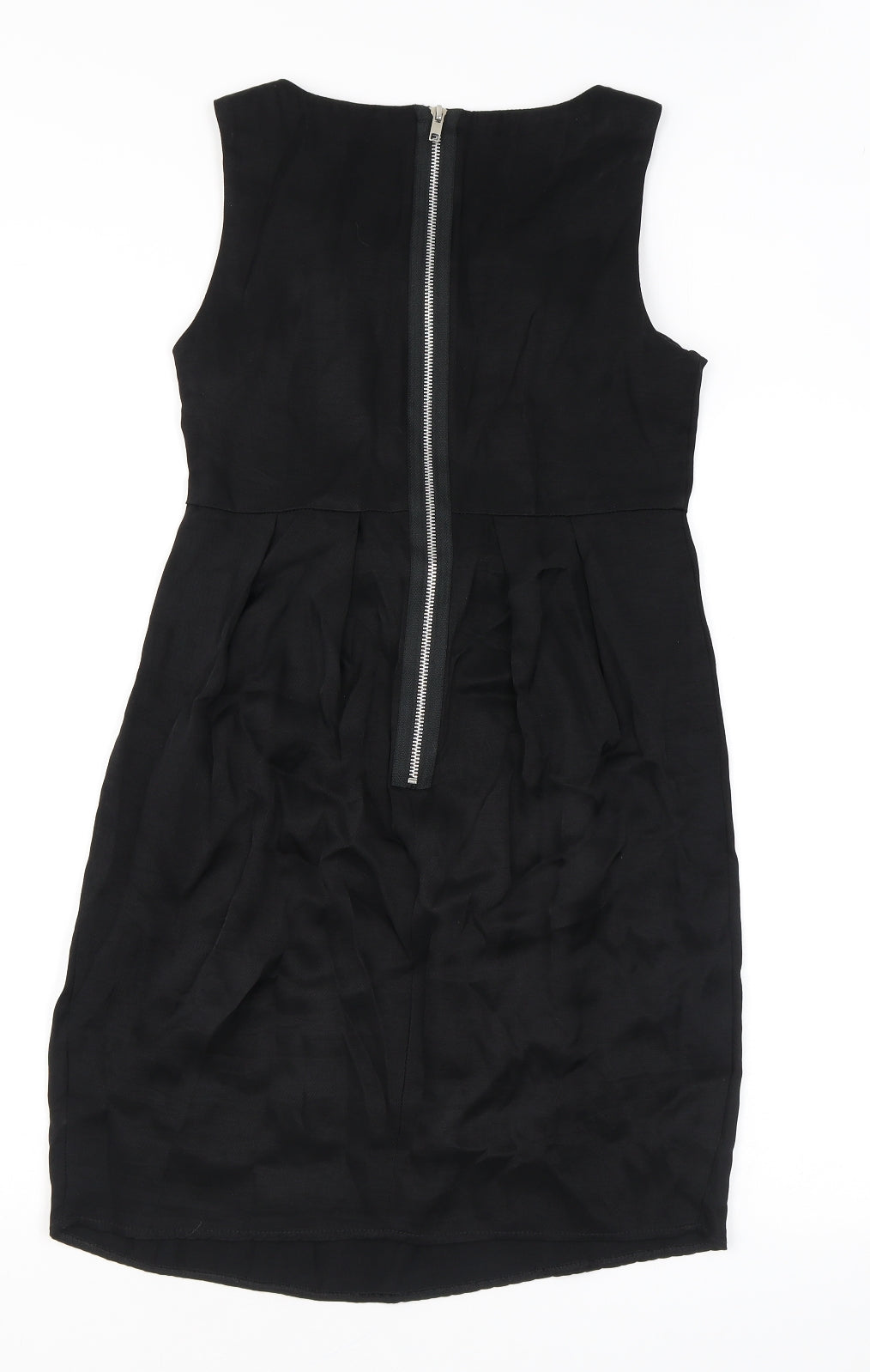 Miss Selfridge Womens Black Viscose Mini Size 10 Round Neck Zip