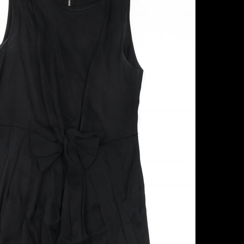 Miss Selfridge Womens Black Viscose Mini Size 10 Round Neck Zip