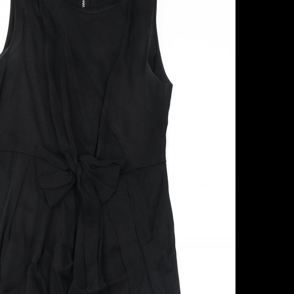 Miss Selfridge Womens Black Viscose Mini Size 10 Round Neck Zip