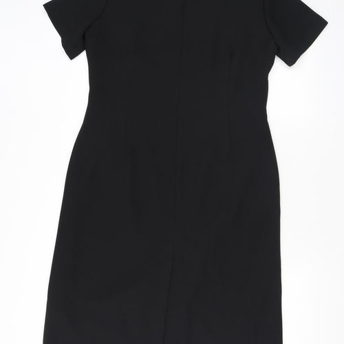 Bonmarché Womens Black Polyester Pencil Dress Size 14 Scoop Neck Zip - Embroidery