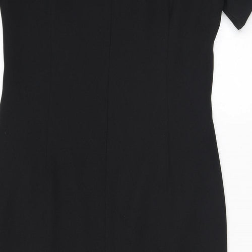 Bonmarché Womens Black Polyester Pencil Dress Size 14 Scoop Neck Zip - Embroidery