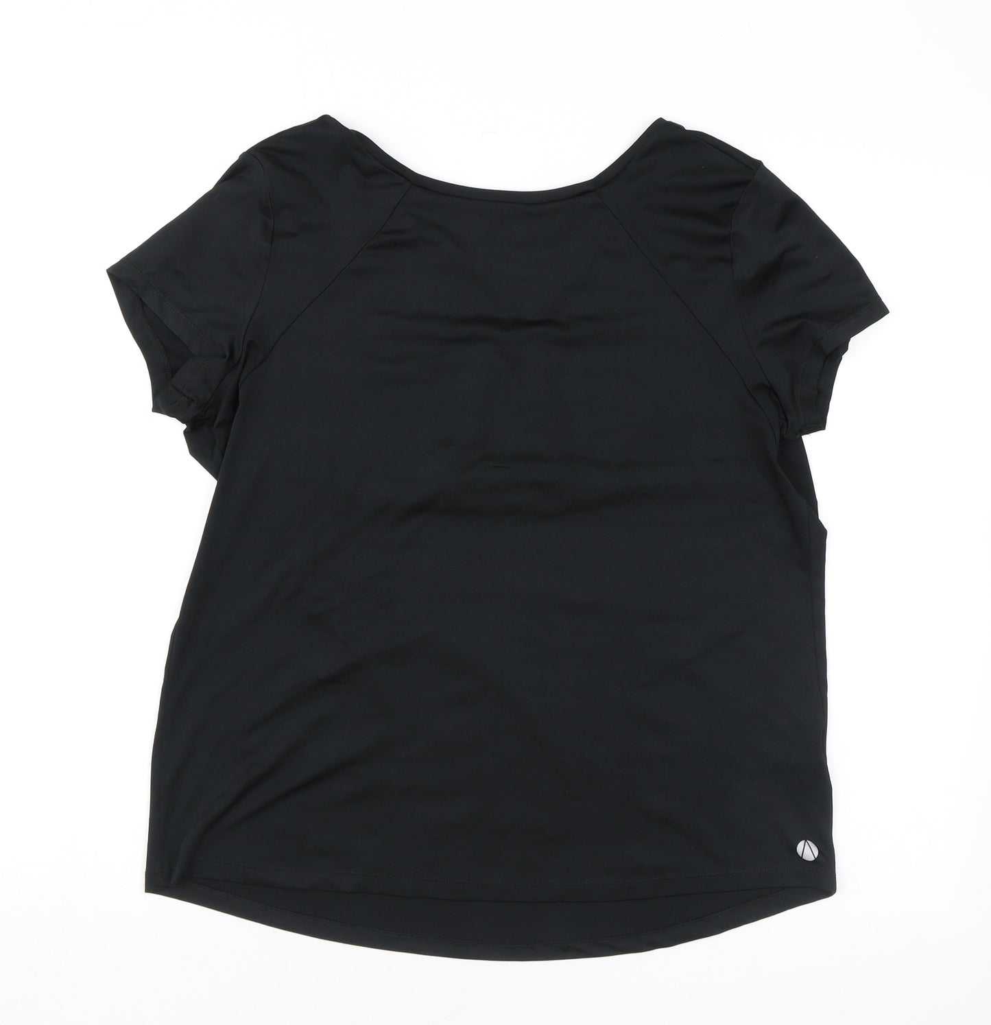 Marks and Spencer Womens Black Polyester Basic T-Shirt Size 12 Round Neck Pullover