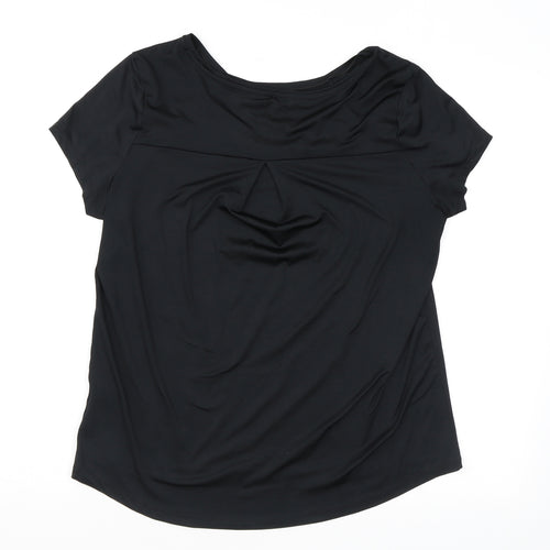 Marks and Spencer Womens Black Polyester Basic T-Shirt Size 12 Round Neck Pullover