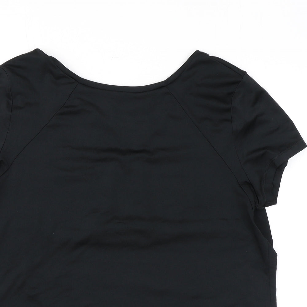 Marks and Spencer Womens Black Polyester Basic T-Shirt Size 12 Round Neck Pullover