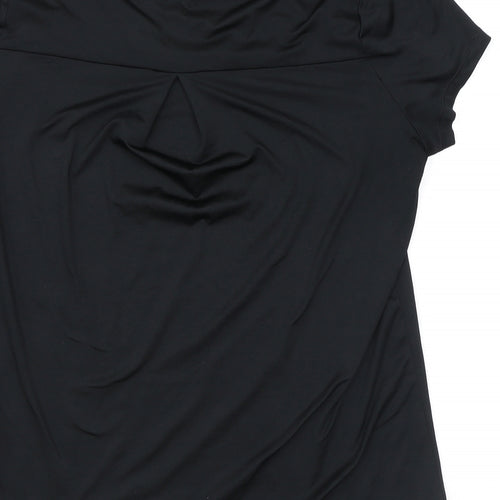 Marks and Spencer Womens Black Polyester Basic T-Shirt Size 12 Round Neck Pullover
