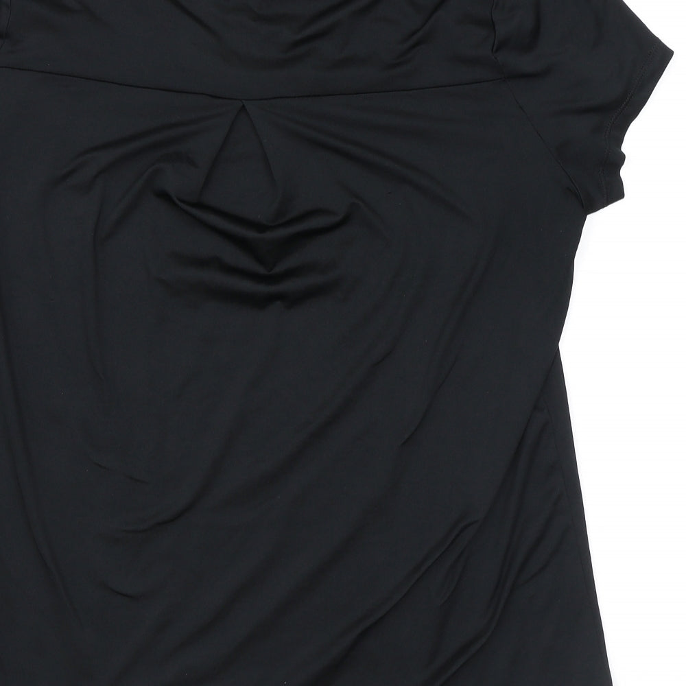 Marks and Spencer Womens Black Polyester Basic T-Shirt Size 12 Round Neck Pullover