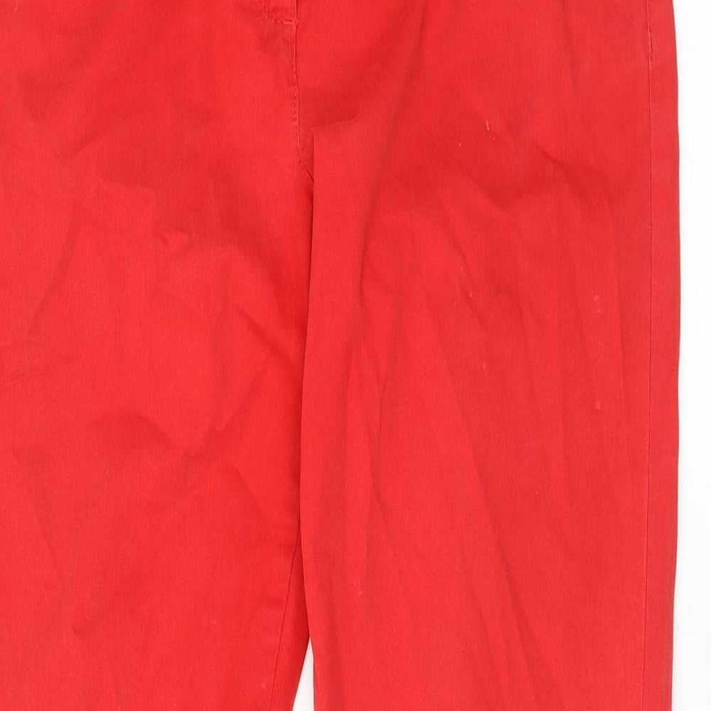 Marks and Spencer Womens Red Cotton Straight Jeans Size 8 L28 in Regular Zip