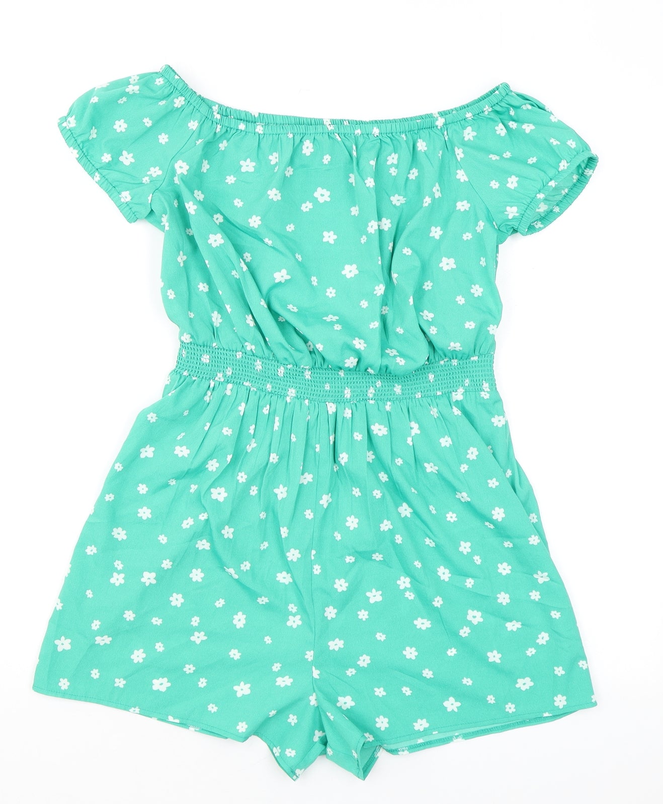 New Look Girls Green Floral Polyester Playsuit One-Piece Size 13 Years Pullover