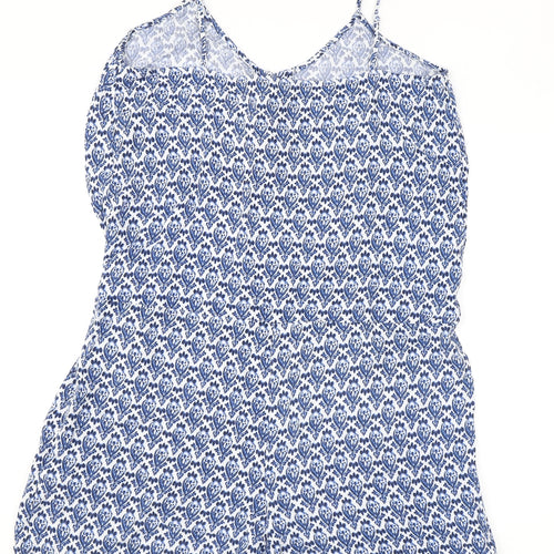 Marks and Spencer Womens Blue Geometric Viscose Playsuit One-Piece Size 16 Drawstring